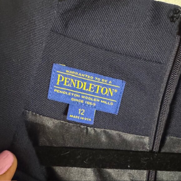 Pendleton Women's Wool Navy Sleeveless Lined Dress w/ Pockets Size 12 - Picture 6 of 6